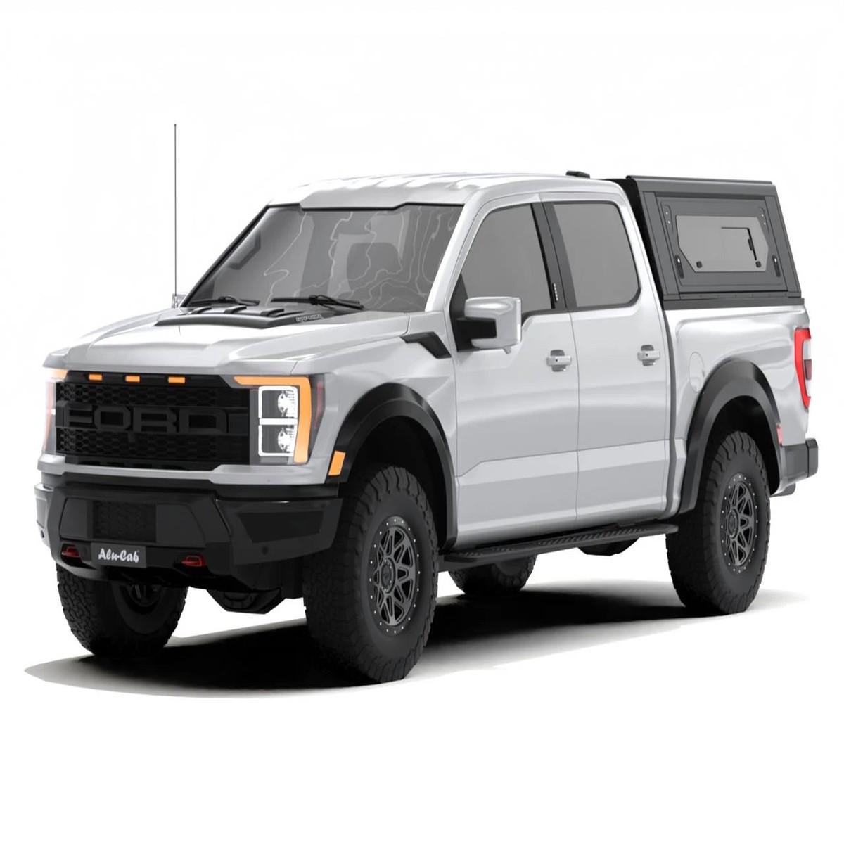 (21) Ford F150 55 - Alu-Cab Contour Truck Cap w Side Windows